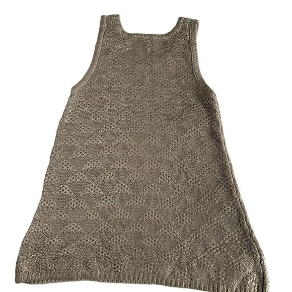 Anthropologie Moth Womens Beige Gold Knit Metallic Vest Top S/P Cotton Classic - Picture 2 of 7